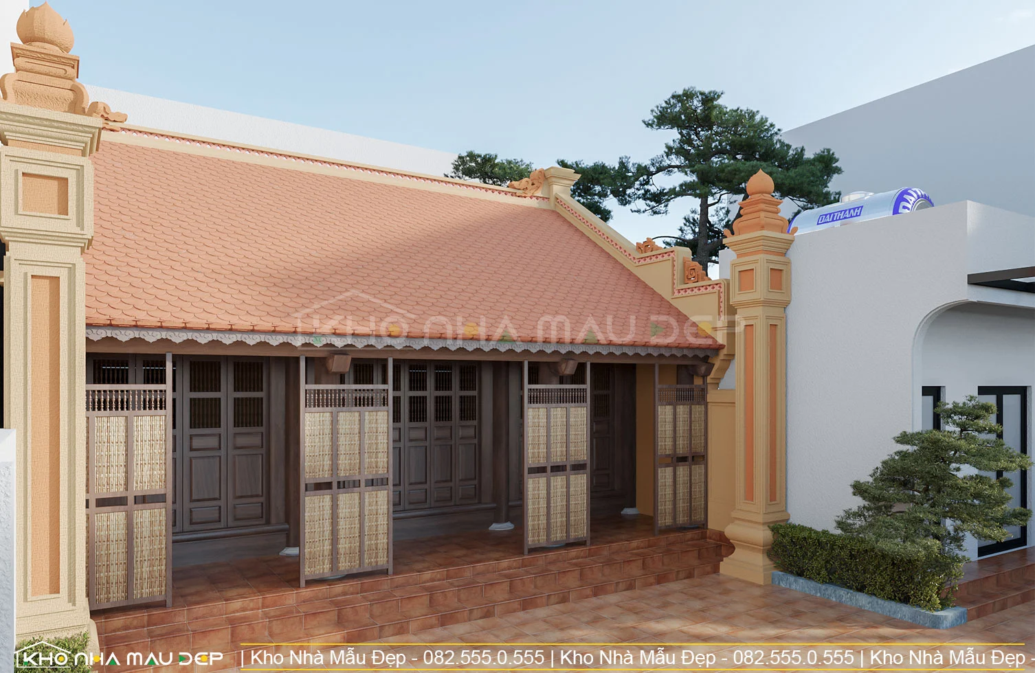 Mẫu nhà cấp 4 ba gian truyền thống 2 ngủ 80m2 - KNM08 - Image 2