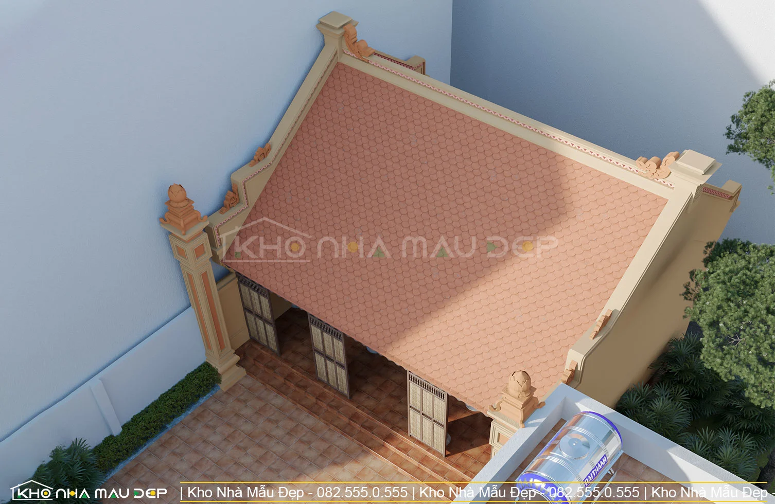 Mẫu nhà cấp 4 ba gian truyền thống 2 ngủ 80m2 - KNM08 - Image 3